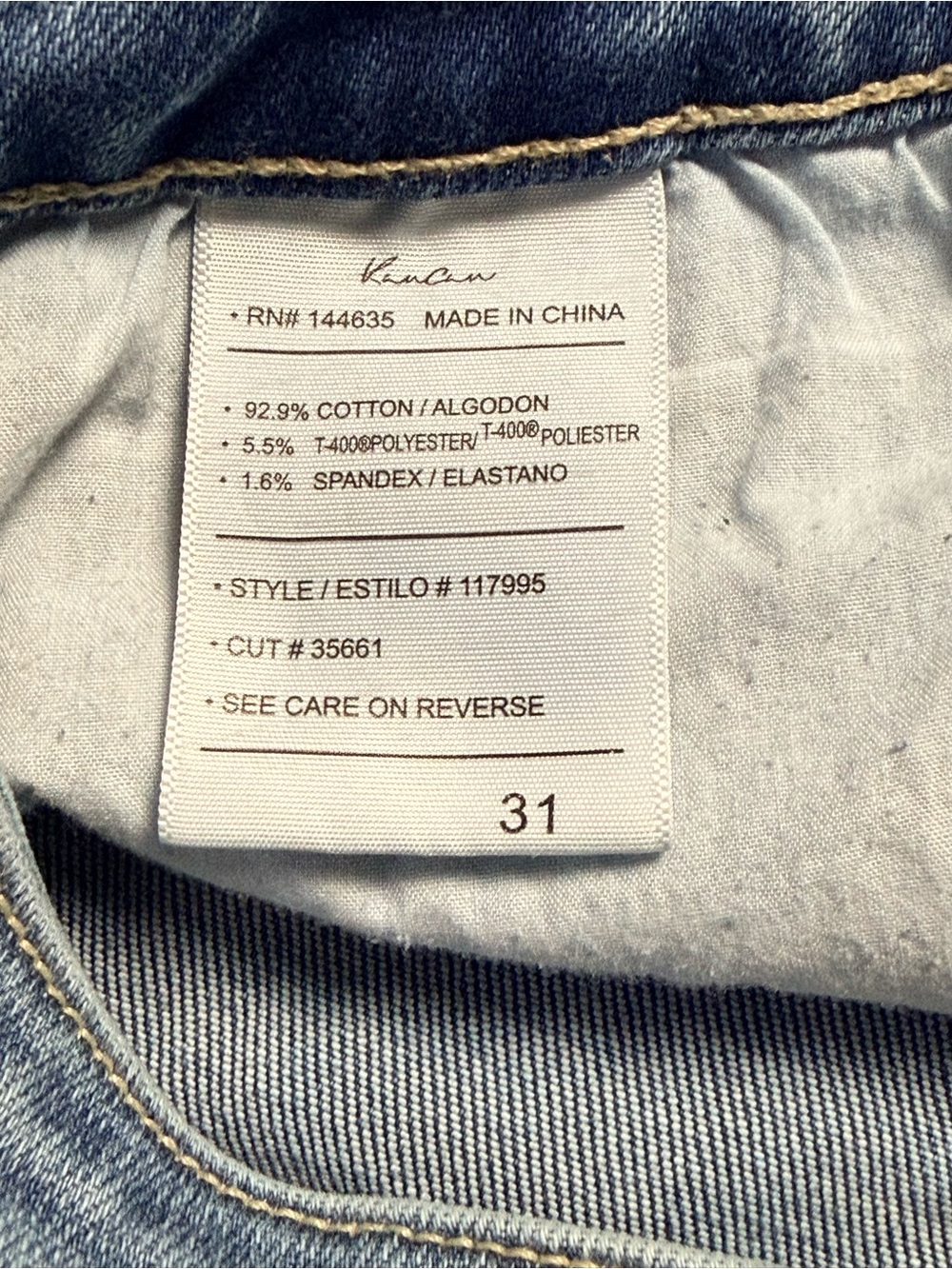 Kancan Size 31 Distressed Cropped Straight Leg Jeans Raw Hem - Picture 9 of 9